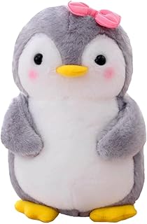 Aurasky Penguin Cuddly Toy Cute, Plush Toy Penguin 25 cm, Penguin Stuffed Toy for Cuddling & Playing, Plush Penguin Cushion Doll Gift for Fans Children Girls Boys (Pink Bow Tie Style)