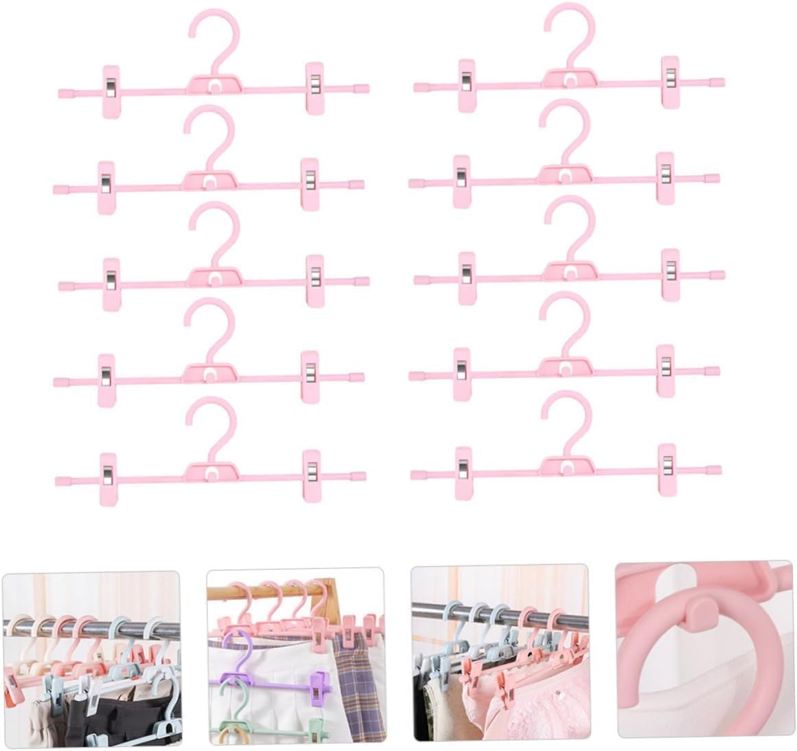 Kleiderbügel Kleiderhaken, 10-teilige Garderoben-Hosenbügel-Clips, Mehrzweck-Aufbewahrungsbox