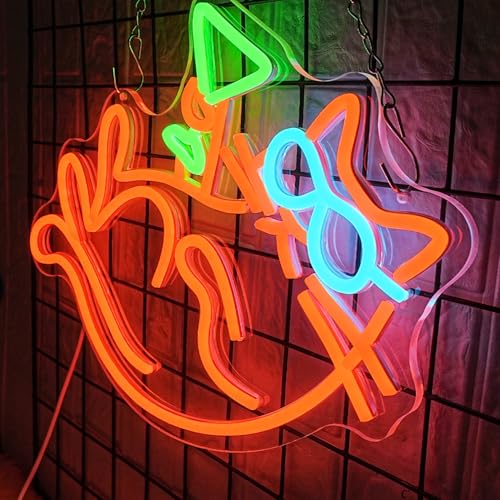 Image of Cat Martini Neon Sign for Wall Decor Bar Neon Light Red Cat with Glasses Drink Beer LED Sign Dimmiable LED Neon Light Sign for Bar Kidsroom Business Bedroom Game Room