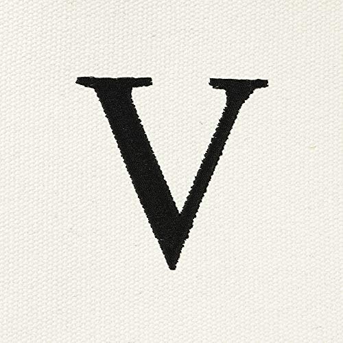 DALIX 20" V-Initial Tote Bag Monogrammed Cotton Canvas in Black3