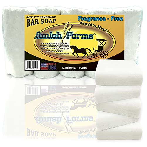 Amish Farms Fragrance-Free & Dye-Free Natural Bar Soap for Sensitive Skin (Huge 5 Bars) - Made in USA, Unscented Moisturizing Bar Soap Soap (5-Pack) Amish Farms Fragrance-Free & Dye-Free Natural Bar Soap for Sensitive Skin (Huge 5 Bars) - Made in USA, Unscented Moisturizing Bar Soap Soap (5-Pack)
