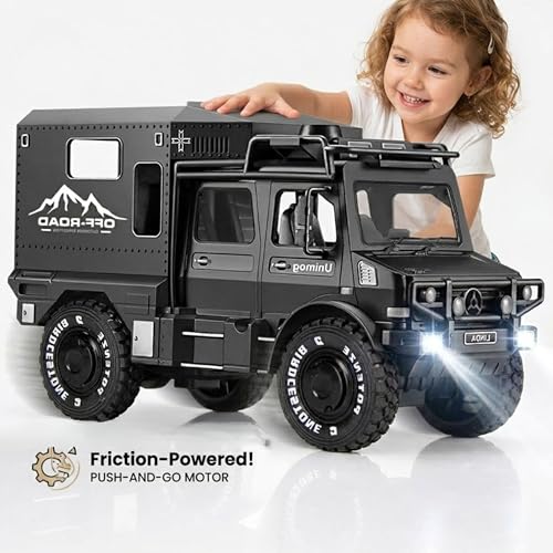 Image of Defense Military Lorry Truck Off Road Friction Vehicle Car Toy for Kids 3+| Big Size 1Pc Push-Go with Opening Doors Army Force Toys for Boys & Girls Birthday Gift for Children Educational Item