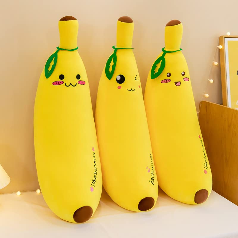 champracer Banane PlüSchtier Puppe Wurfkissen, PlüSch Kuscheltier Banane PlüSchkissen Spielzeug, Schmusetier Geschenk, zum Spielen und Kuscheln für Kinder MäDchen Jungen (35 cm,zwinkern)