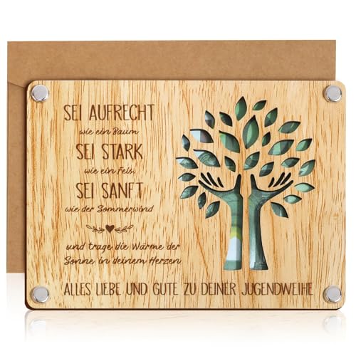 Jugendweihe Geschenke für Mädchen und Jungen Verpackung für Geldgeschenke aus Holz Jugendweihe Karte Geschenk Deko