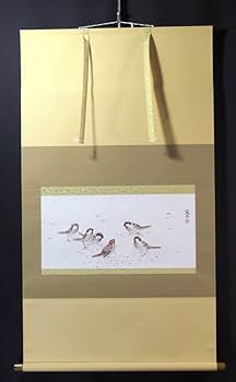 Amazon.co.jp: JY1349-9掛軸 横堀泉甫 群雀 二尺横 現代作家