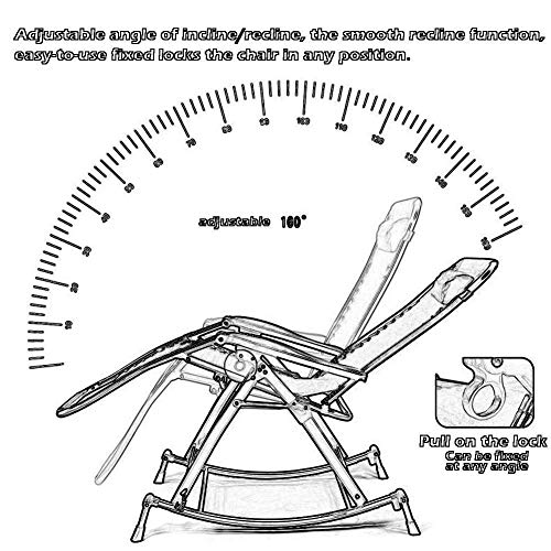Chaise à bascule zero gravity pliable et réglable pour jardin charge 200kg - 6