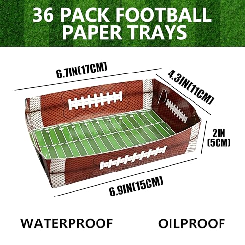 36 PCS Football Paper Food Trays Disposable, Sports Game Snack Nacho Taco Hot Dog Serving Food Boats Trays for Football Tailgate Birthday Party Supplies Decorations - Image 4
