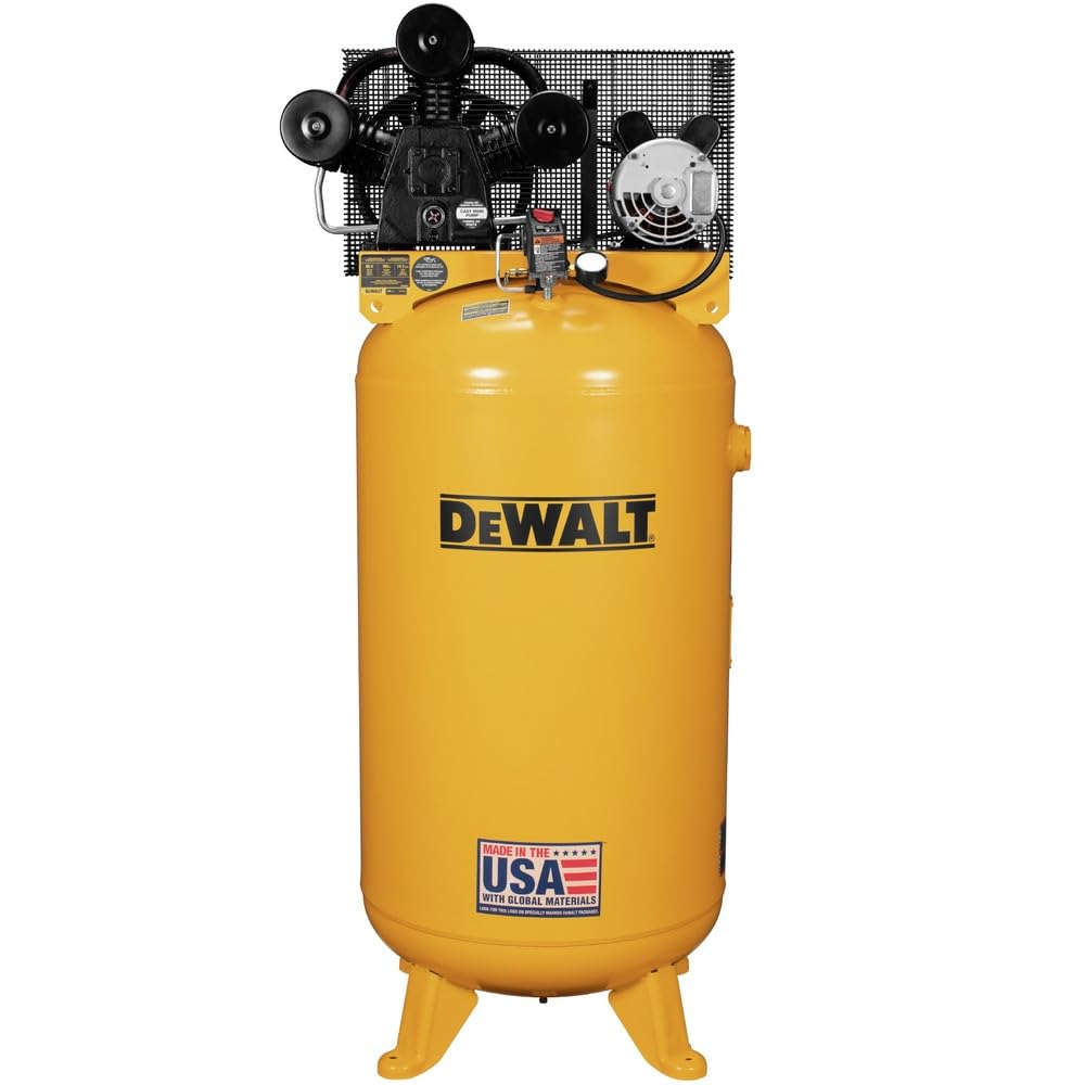 DEWALT80 Gallon Vertical Air Compressor, 4.7 HP, 155 Max PSI, Single Stage, Oil Lubricated - Premium 80 Gallon Air Compressor for High Performance - Reliable Single Stage Air Compressor