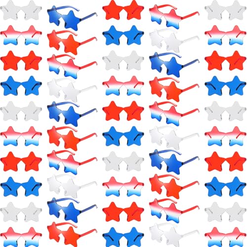 Xuhal 48 Pcs Star Shaped Sunglasses Bulk 4th of July