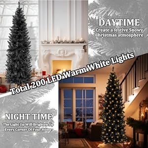 5Ft 100LED Prelit Halloween Black Pencil Tree with Orange Purple Lights 8 Modes Plug In 380 Branch Tips Metal Stand Thick Artificial Tree Halloween Decorations Indoor Outdoor Home Party Christmas Tree 5Ft 100LED Prelit Halloween Black Pencil Tree with Orange Purple Lights 8 Modes Plug In 380 Branch Tips Metal Stand Thick Artificial Tree Halloween Decorations Indoor Outdoor Home Party Christmas Tree