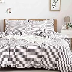 Grey and White Striped Comforter Set