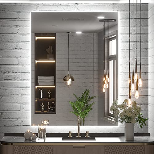 Tetote 36 X 28 Inch Led Backlit Mirror Bathroom With Light,Anti-Fog,Dimmable,Lighted Mirror(Horizontal/Vertical) Wall Mounted Vanity Mirror #TOP18