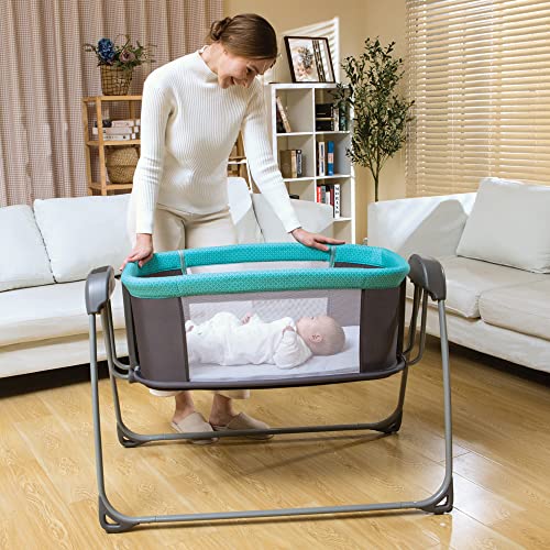 Mastela 3-In-1 Bedside Crib Intelligent Baby Bassinet Electric Swing Beside Sleeper Cradle ，5 Swing Speed, 3 Timing Time, 15 Music, 4 Usage Modes #TOP6