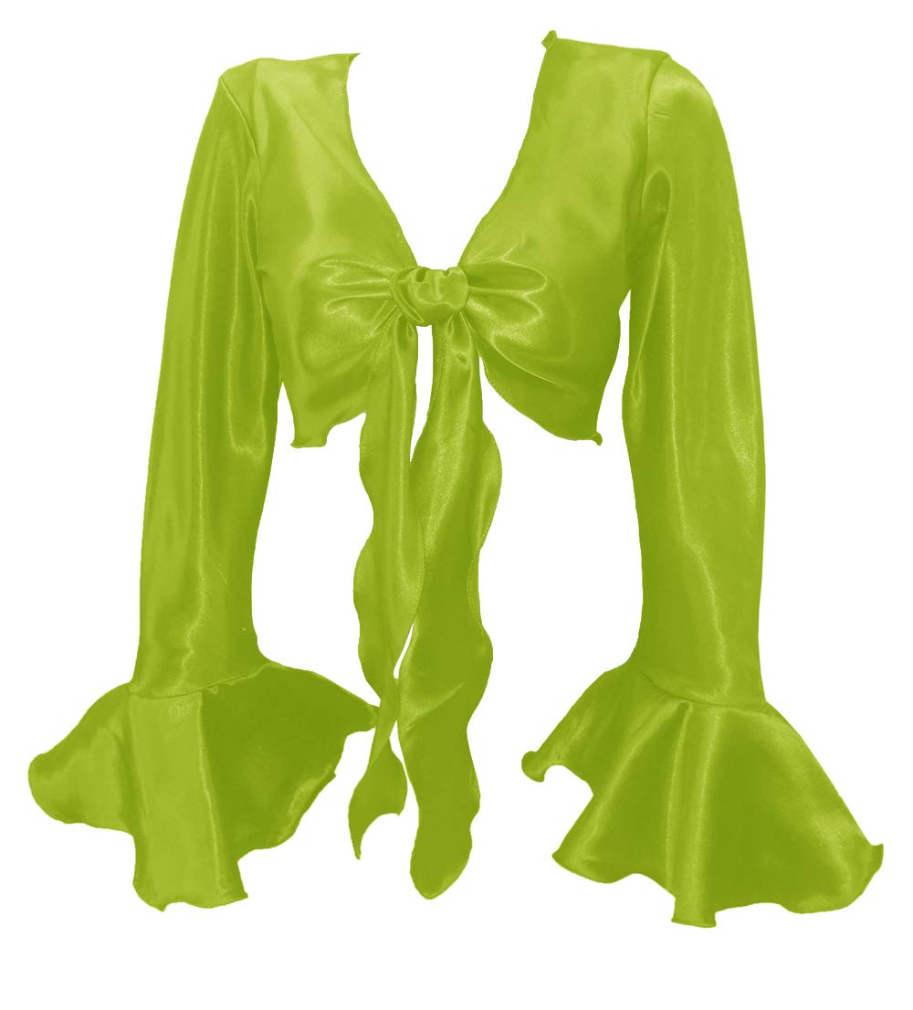 Women's Satin Ruffle Sleeve Tie Top Choli Blouse Belly Dance Gypsy