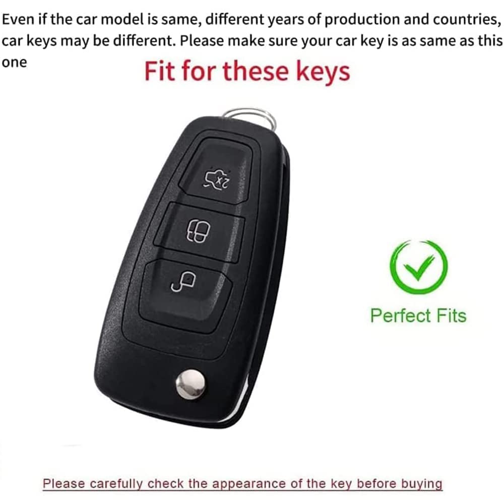 ontto Custodia per chiave auto in lega di zinco adatta per Ford Ranger C-Max S-Max Focus Galaxy Mondeo Transit Tourneo portachiavi personalizzato a 3 pulsanti flip portachiavi borsa portachiavi