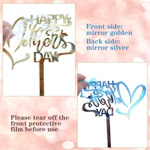 WUEURU 20Pcs Happy Mother's Day Cake Topper Acrylic Mother Day Cake Decoration Cupcake Topper Cupcake Picks Mom Letter Cake Toppers Cake Decor for Mom's Birthday Party Supplies by WUEURU - Image 3
