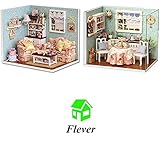 Flever Dollhouse Miniature DIY House Kit Creative Room With Furniture and Glass Cover for Romantic Artwork Gift(Reunion With Happiness and Happy Kitchen)