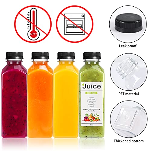 DEPEPE 16 Pack 16oz Reusable Plastic Bottles with Caps, Empty PET Juice Bottle with Lids for Juicing, Smoothies, Drink, Water Containers 4 51jPIsLV+DL
