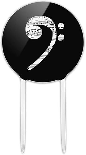 Partituras acrílicas Bass Clef Music Cake Topper Decoración de fiesta para boda, aniversario, cumpleaños, graduación