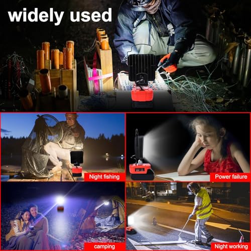 Image of Portable LED Work Light Compatible with Craftsman 20V Battery, 90W 7000LM Cordless Flood Lights with USB & Type-C, Low Voltage Protection, for Job Site Lighting,Camping Outdoor (No Battery)