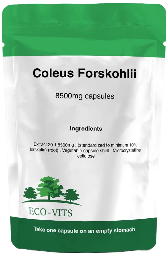 ECO-VITS Coleus Forskohlii (8500mg) 120 caps. Recyclable Packaging, Sealed Pouch. Supports Healthy Metabolism & Body-Composition · Blood Pressure & Circulation Support