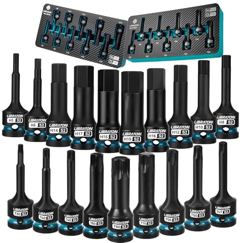 LIBRATON Jeu de Douilles Hexagonales et Torx à Choc 1/2