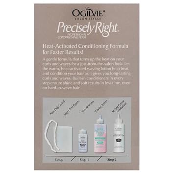 Ogilvie Salon Styles Precisely Right Professional Conditioning Home Perm Kit for Men & Women - For Normal or Hard-to-wave Hair - Heat-activated Worry-free Formula with Drip Guard - 1 Application