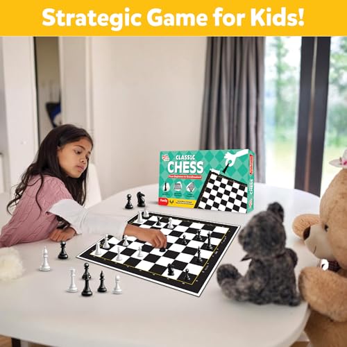 Image of Junior Chess Board Game Set (Pack of 6) | 11 inchx11 inch Foldable Game Board | Birthday Return Gifts for Kids Ages 8 9 10 11 12 | Strategy Game | Gift Set