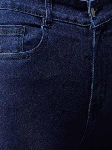Image of Miss Chase Women's Skinny High Rise Cropped Fringed Hemline Detailing Stretchable Denim Jeans