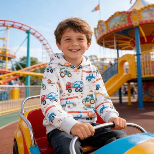 Image of Akyzic Baby Boys Dinosaurs Hoodie Boys Shark Pullover with Pocket Kids Truck Warm Sweatshirt Sweater