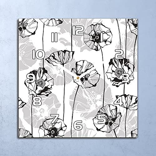 Horloge murale en verre de sécurité avec coquelicots durables - 3
