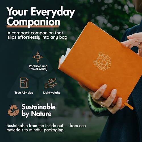 A5 Notebook by Avocado and Spice® with Gift Box & Velvet Bag - A5 Journal Notebook Journals for Women and Men - Travel Journal Hard Back Notebook Lined A5-200 Thick Pages (Orange, Lined)