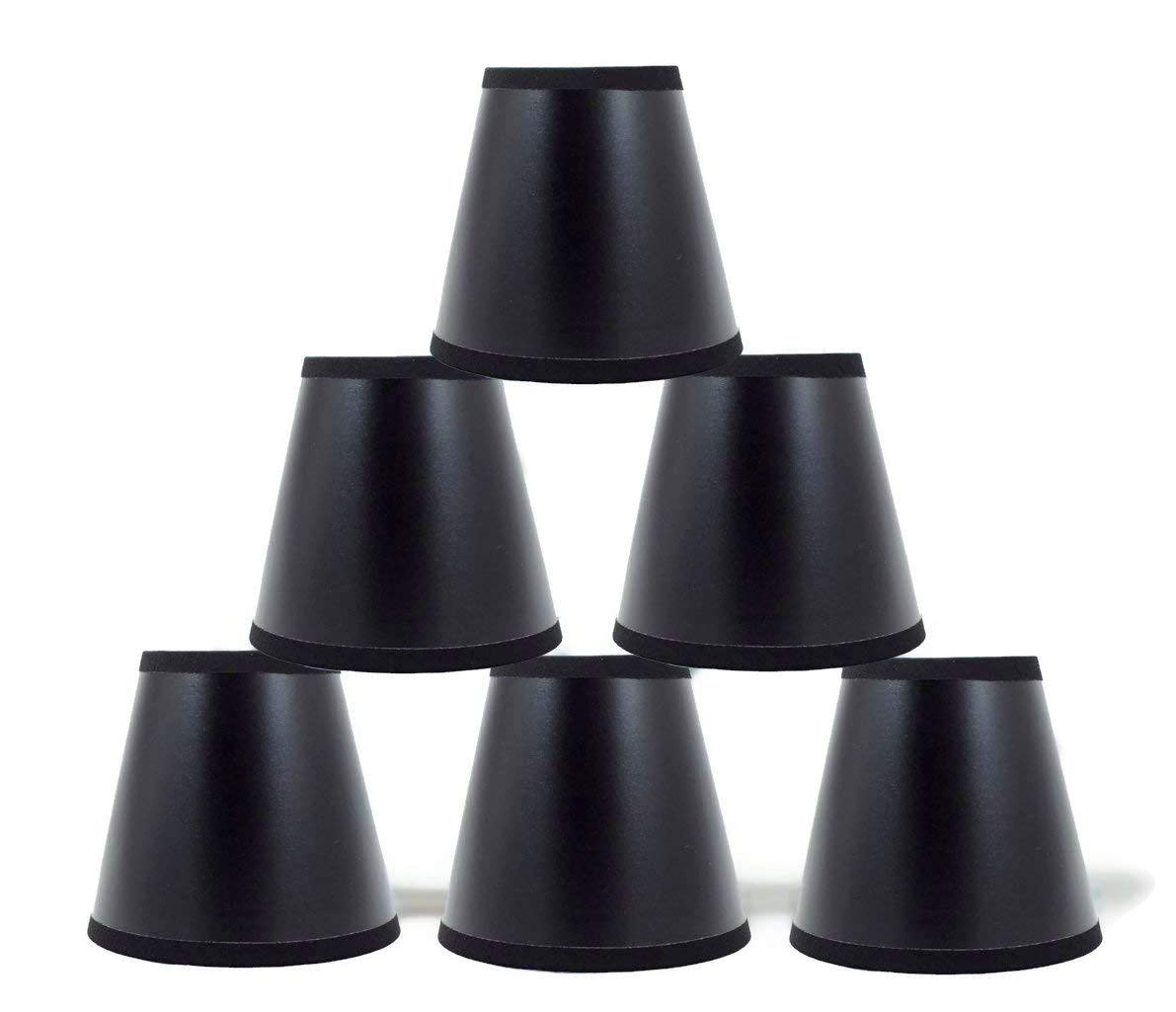 Urbanest Set of 6 Black Parchment Chandelier Lamp Shades with Gold Paper Liner 5-inch, Clip On