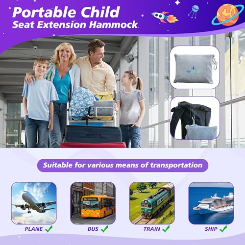 Airplane Seat Extender for Kids - Portable Toddler Travel Airplane Bed with Side Pockets,Toddler Airplane Travel Essentials, Airplane Must Have for Kids,Baby Portable Plane Bed Foot Rest for Flight