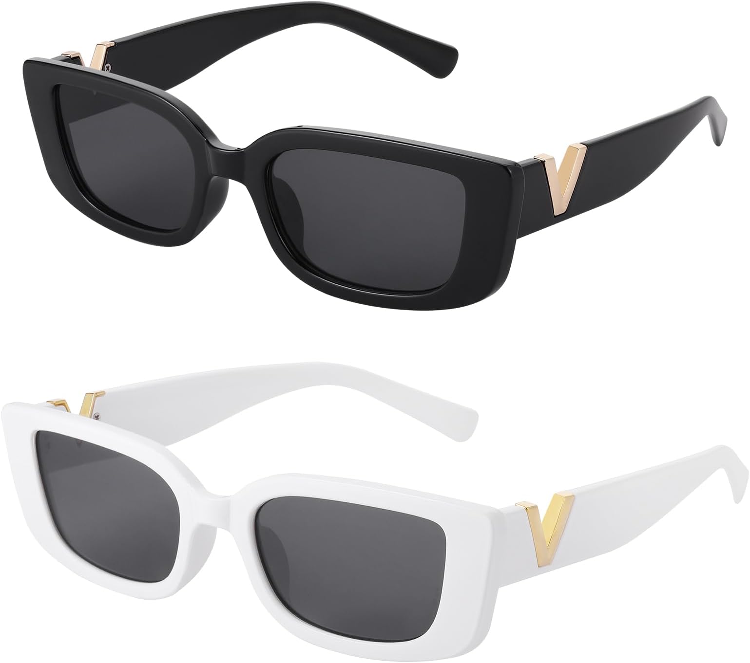 Fentar2 Pack Womens Retro Square Sunglasses, UV400 Protection, Fashion Trendy Ladies Teens Party Outdoor
