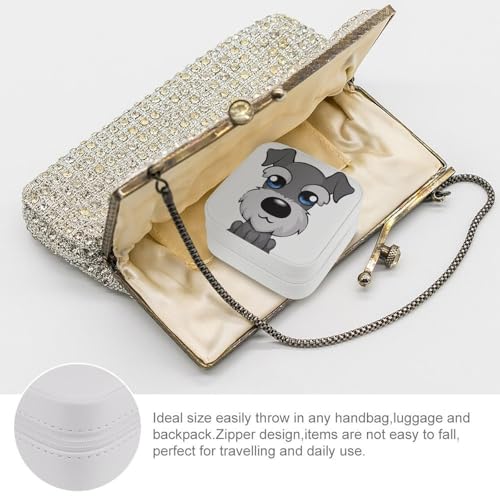 Boîte à bijoux Schnauzer en cuir synthétique de qualité supérieure et finitions flanelle