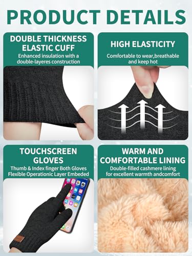 SELBATON Handschuhe Winter für Damen und Herren mit Wolle Verzweigung Strick Elastisch Touchscreen Winterhandschuhee für Kaltes Wetter zum Laufen zum Skifahren Fahren
