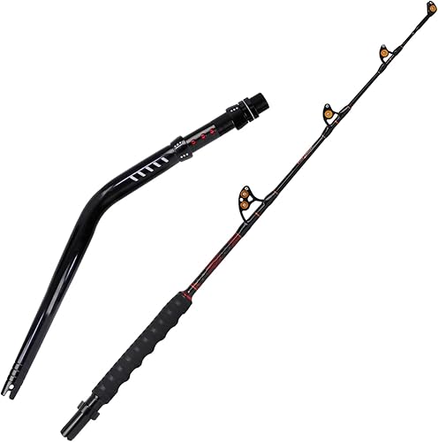 Miniatura 2 de Fiblink Bent Butt Trolling Rod 2 piezas de agua salada en alta mar caña de pescar Big Game Roller Rod Polo de barco convencional