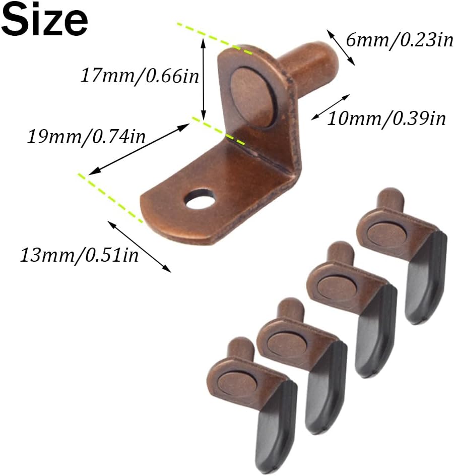 30 Pcs Shelf Support Pegs，L-Shaped Glass Supports，Shelf Bracket Pegs with Hole，Furniture Shelf Bracket with Rubber Sleeve（Red Bronze/L）
