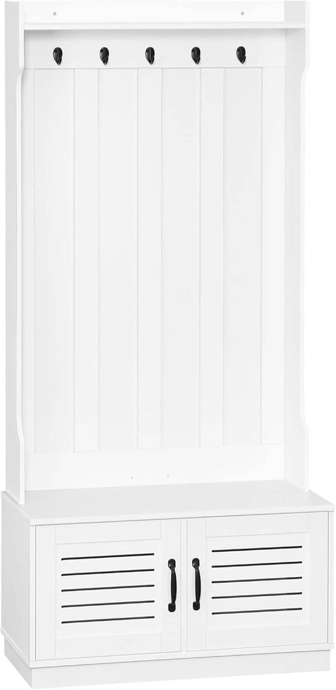 Modern Hall Tree, Entryway Coat Rack with Shoe Bench