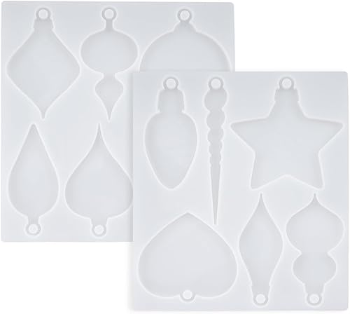 Miniatura 4 de Yalulu 2 moldes de resina para adornos de Navidad, molde de fundición epoxi para llavero de Navidad, molde de silicona colgante con agujero para