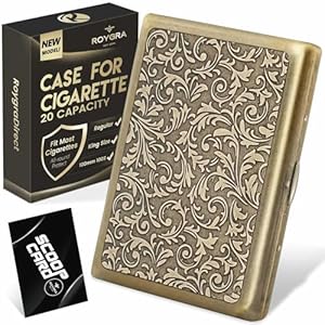 roygra Cigarette Case – Retro Zinc Alloy 20 Capacity for Regular, King Size and 100mm 100’s