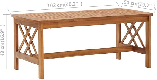 Miniatura 2 de Mesa de centro 40.2 x 19.7 x 16.9 pulgadas, mesas auxiliares de madera de acacia maciza, mesas auxiliares para sala de estar, mesas de centro para