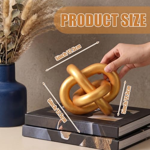 Image of Yalikop 3 Link Wood Knot Decor Rustic Home Decor Accents Hand Carved Coffee Table Decoration, Boho Chain Link Decoration, Modern Shelf, Rustic Objects for Home Living Room Bedroom(Gold)