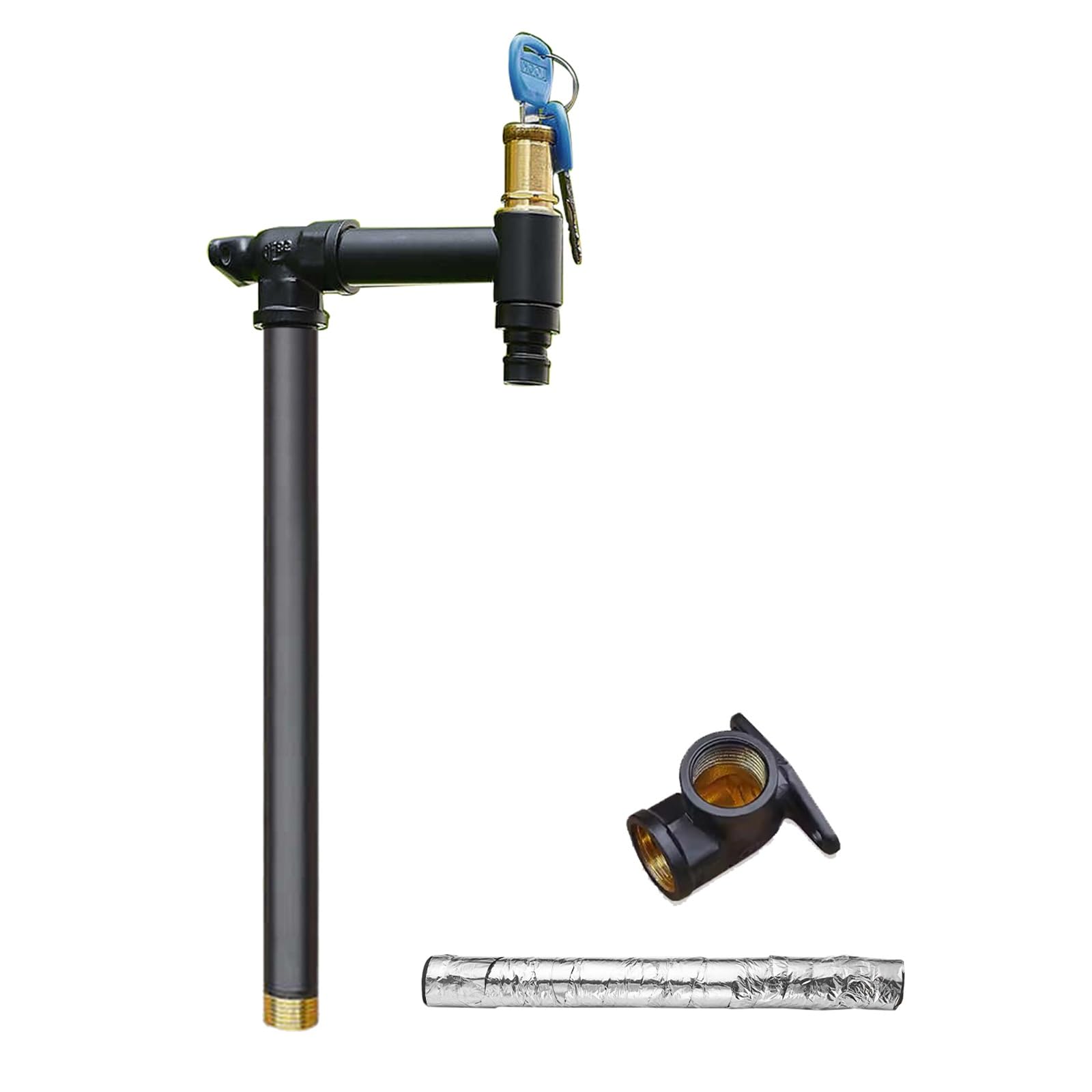 WOTZOV Freestanding Antifreeze Garden Water Column With Lock Faucet - Cylindrical Design, 80Cm/31In, Durable Black Outdoor Watering Solution For Gardens And Yards，Black 80cm/31in