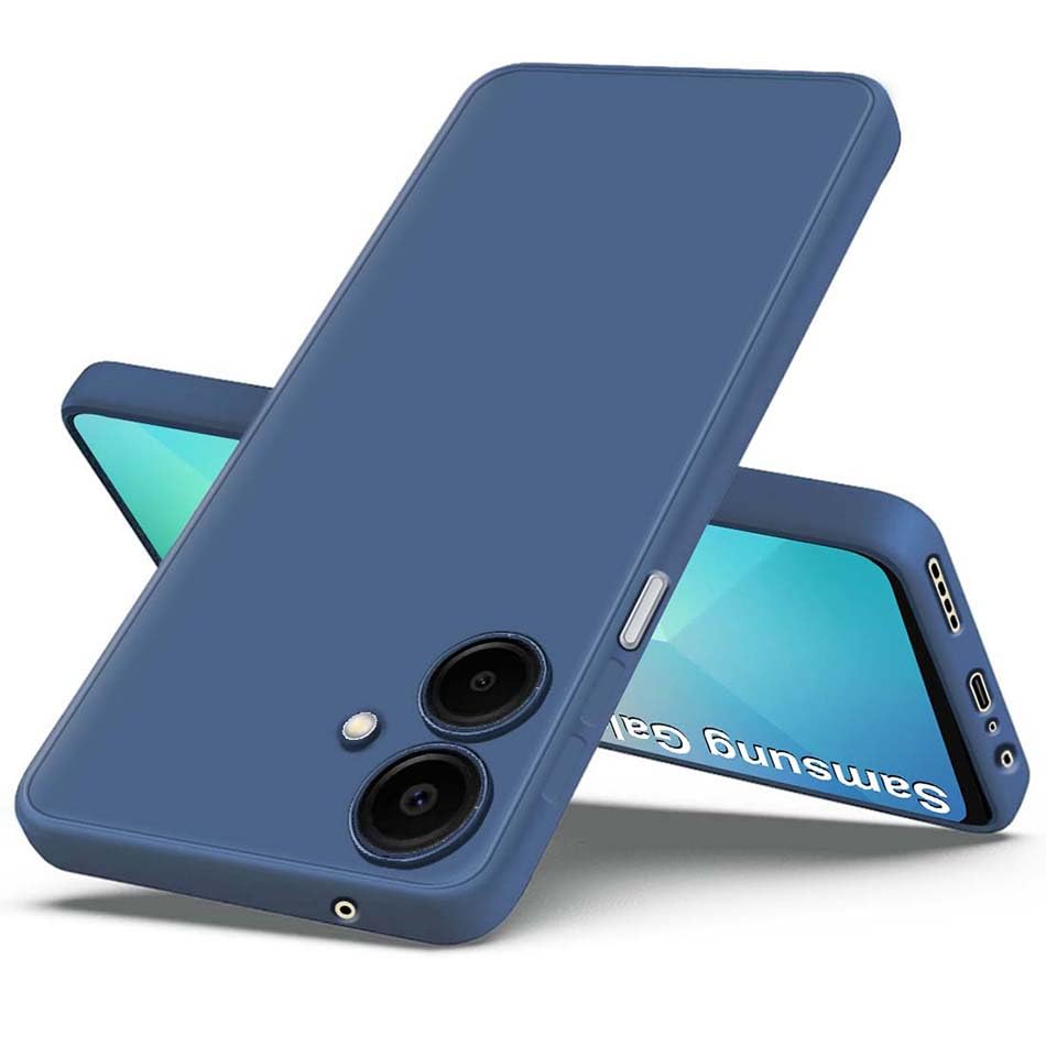 Image of Fashionury Liquid Silicon Back Cover for Samsung Galaxy A06 5G | Camera Protection | Inner Velvet Fabric | Anti-Fingerprint | Ultra Slim Case (Blue)