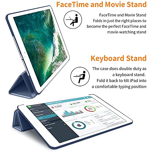 Durasafe Cases Ipad Air 1 2013 9.7 Inch [ Air 1St Gen ] A1474 A1475 A1476 Md785Ll/A Md788Ll/A Md786Ll/A Md789Ll/A Smart Trifold Lightweight Soft Silicone Tpu Back Case - Navy Blue #TOP3