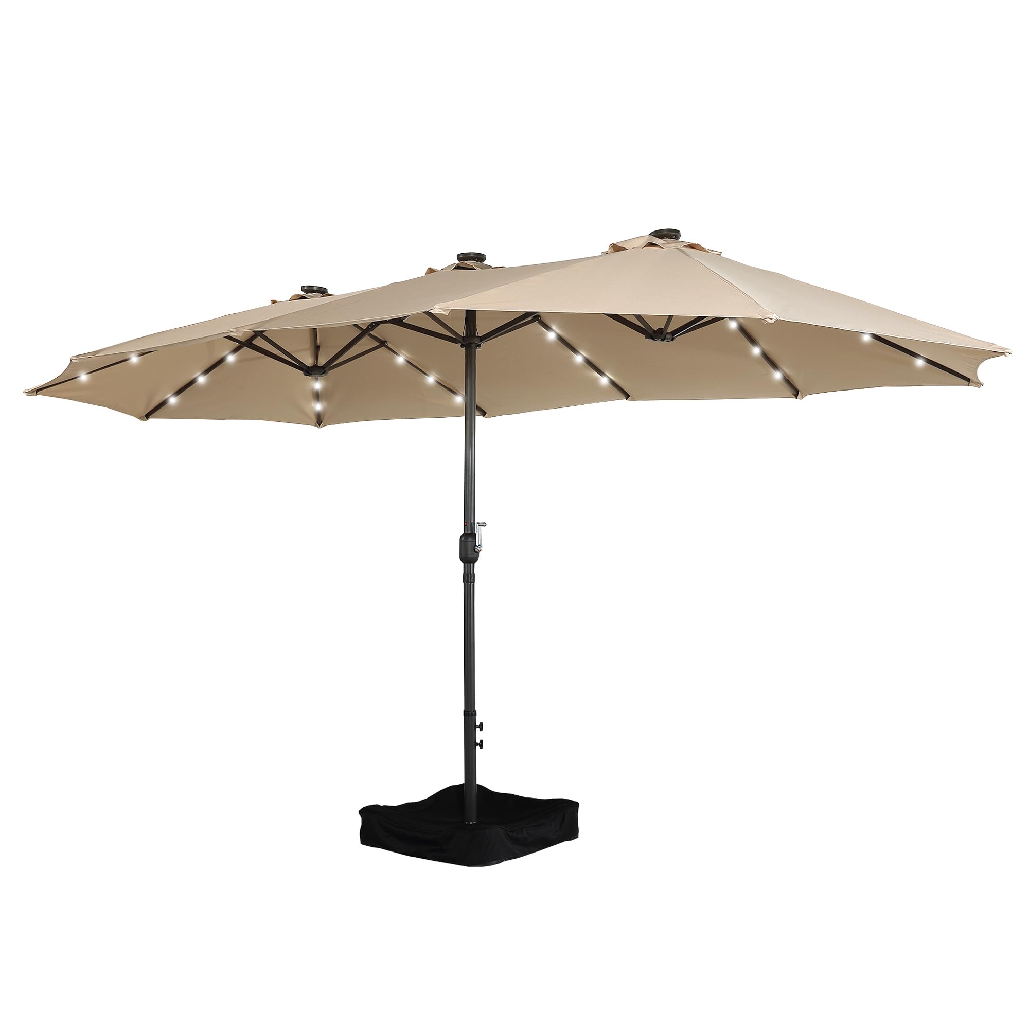 CASAINC 15 FT Patio Umbrella with Base Double-Sided Extra Large Outdoor Umbrella Market Rectangular Twin Umbrella w/Crank, for Garden Deck Lawn Pool Backyard