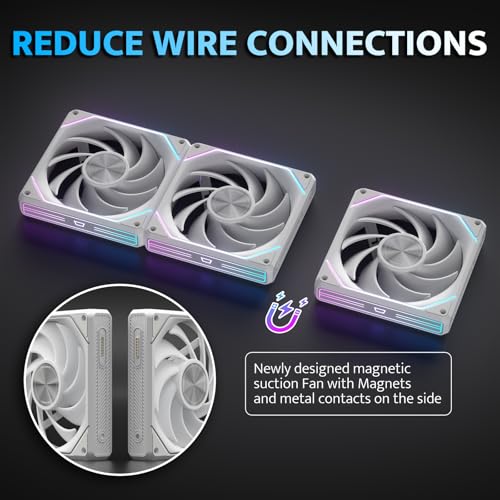 darkFlash DS900 ATX Full View Dual Tempered Glass PC Case con 4 Ventiladores PWM ARGB y 3 Ventiladores Magnéticos ARGB PWM 120MM (Blanco) miniatura 6