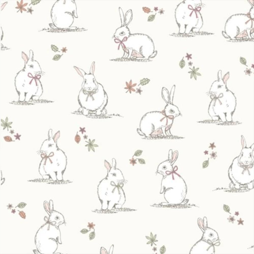 Oh Sew Crafty Limited Cream 100% Cotton Fabric Lifestyle Woodland Bunnies Rabbits Wildlife 140Cm Wide (Price Per Metre) (Cream)